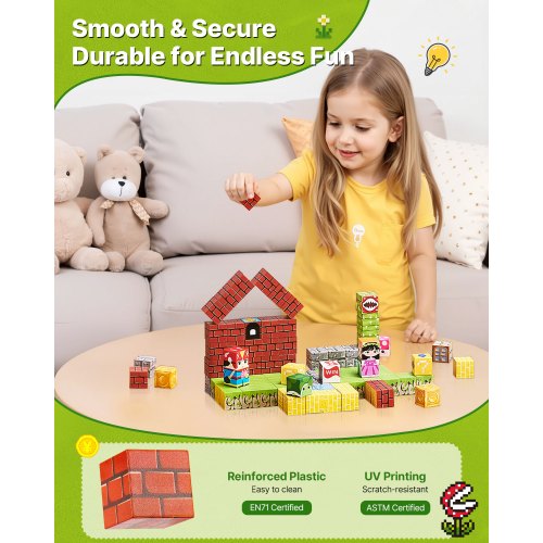 Magnetiska Block 100 ST Magnetblock Set STEM Montessori Sensoriska Leksaker