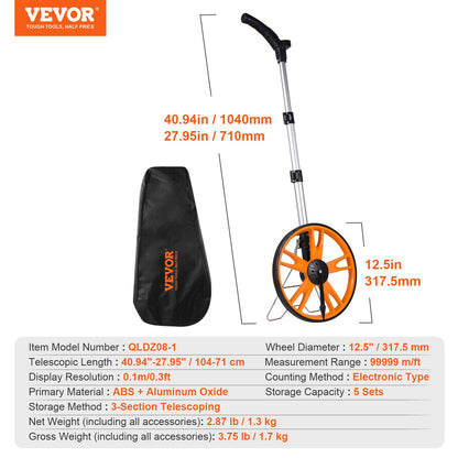 Measuring wheel 317 mm Road Runner Telescopic handle Feet/inches with bag
