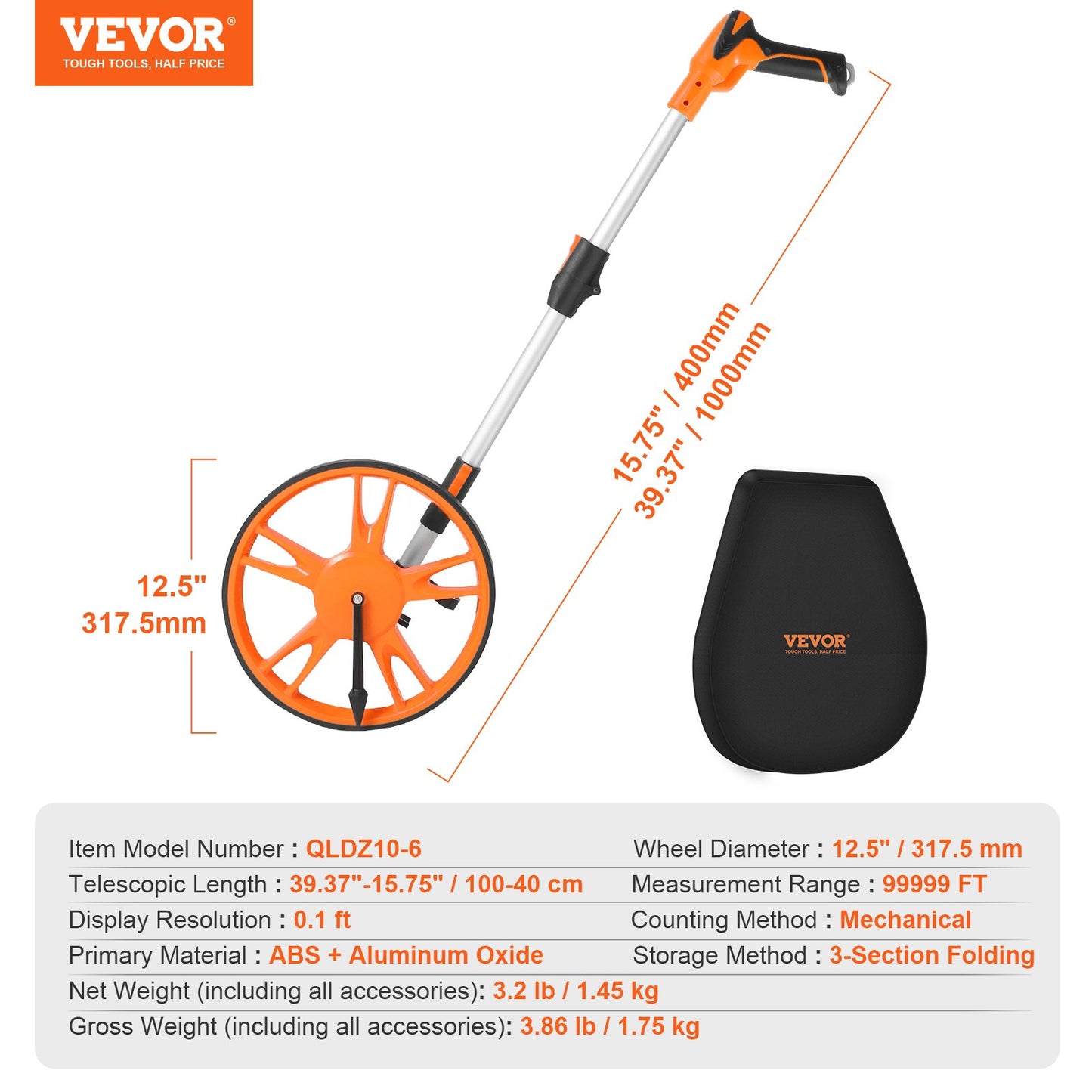 Measuring wheel 317mm Road Runner Distance Telescopic handle w/ Backpack