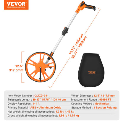 Measuring wheel 317mm Road Runner Distance Telescopic handle w/ Backpack