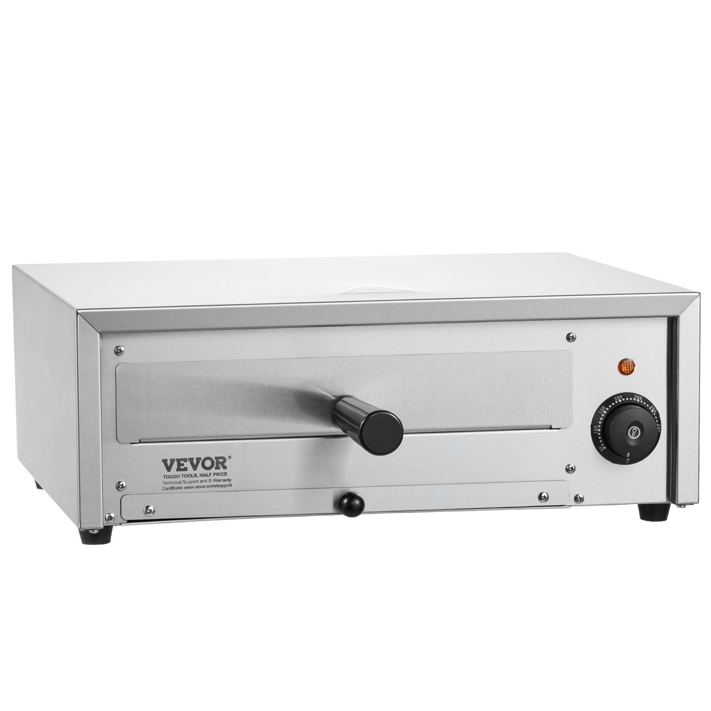 Elektrischer Pizzaofen, 12 Zoll, 1500 W, Temperaturbereich 122–662 °F, herausnehmbare Krümelschublade