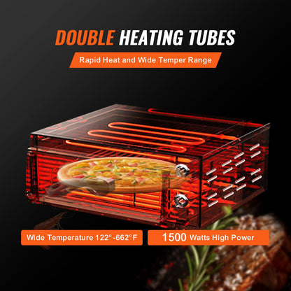 Elektrisk bänkskiva pizzaugn 12" 1500W Justerbar temp 0-120min timer