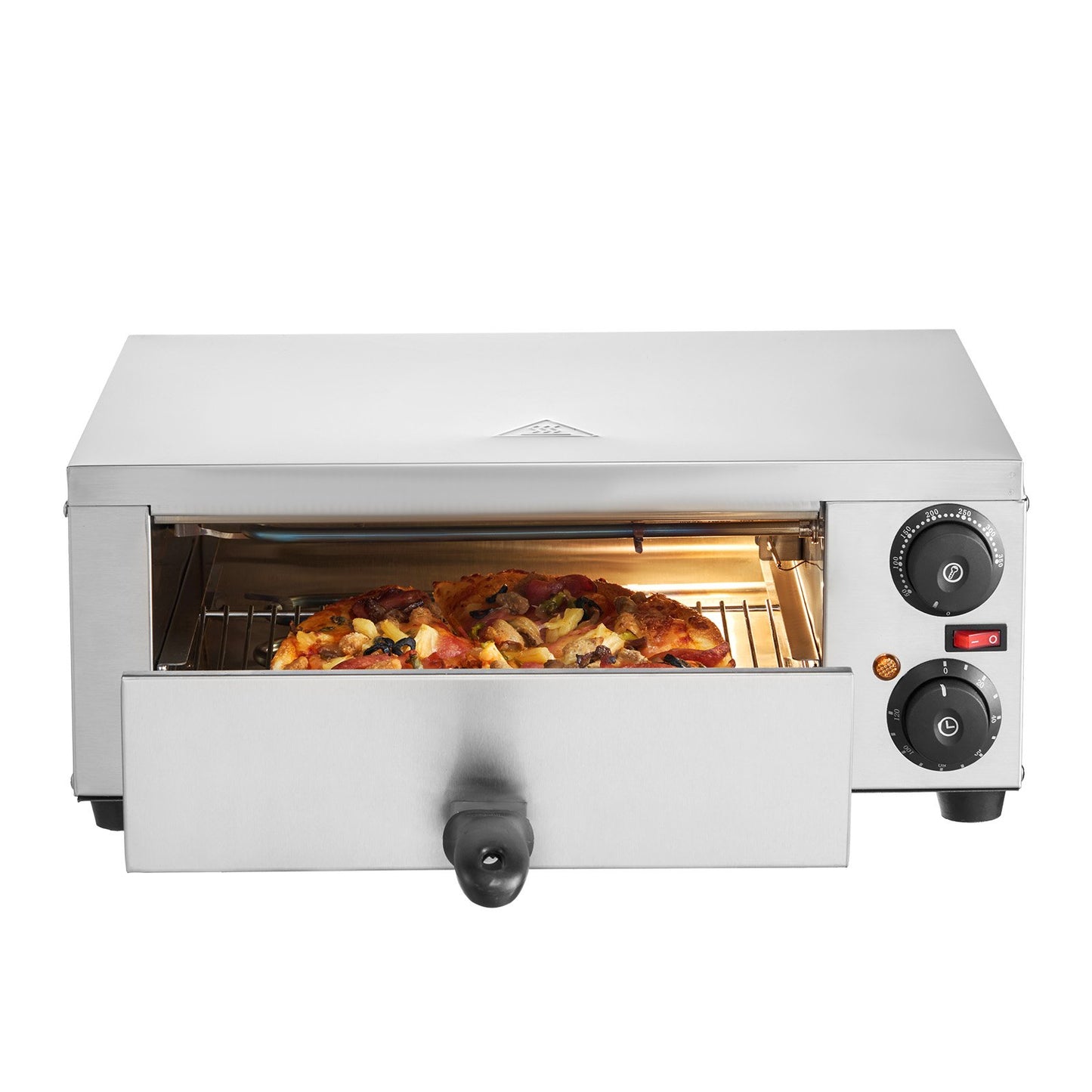 Elektrisk bänkskiva pizzaugn 12" 1500W Justerbar temp 0-120min timer