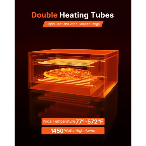 Elektrisk Pizzaugn för Bänkskiva 12-tums 1450W Justerbar Temperatur 77 till 572°F |  EU