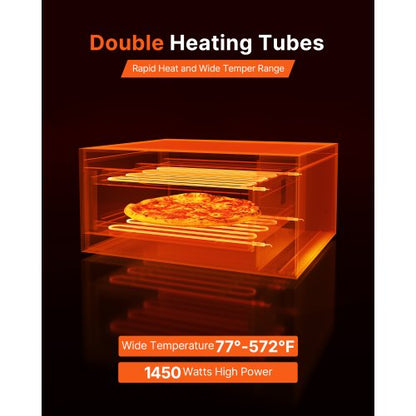 Elektrisk Pizzaugn för Bänkskiva 12-tums 1450W Justerbar Temperatur 77 till 572°F |  EU