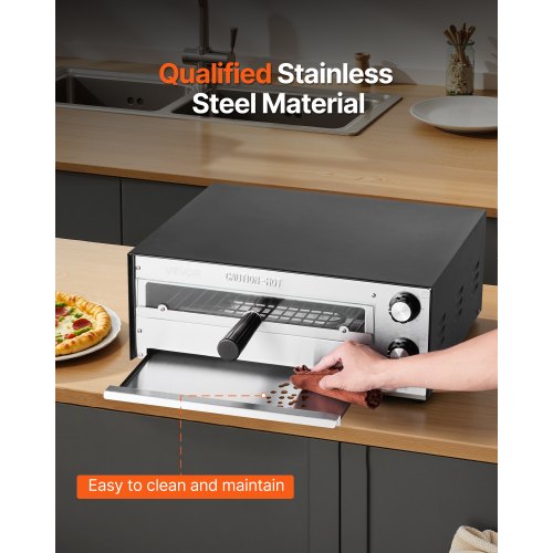 Elektrisk Pizzaugn för Bänkskiva 12-tums 1450W Justerbar Temperatur 77 till 572°F |  EU