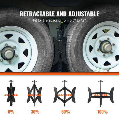 Wheel chock stabilizer 2 sets for motorhomes with ratchet wrench