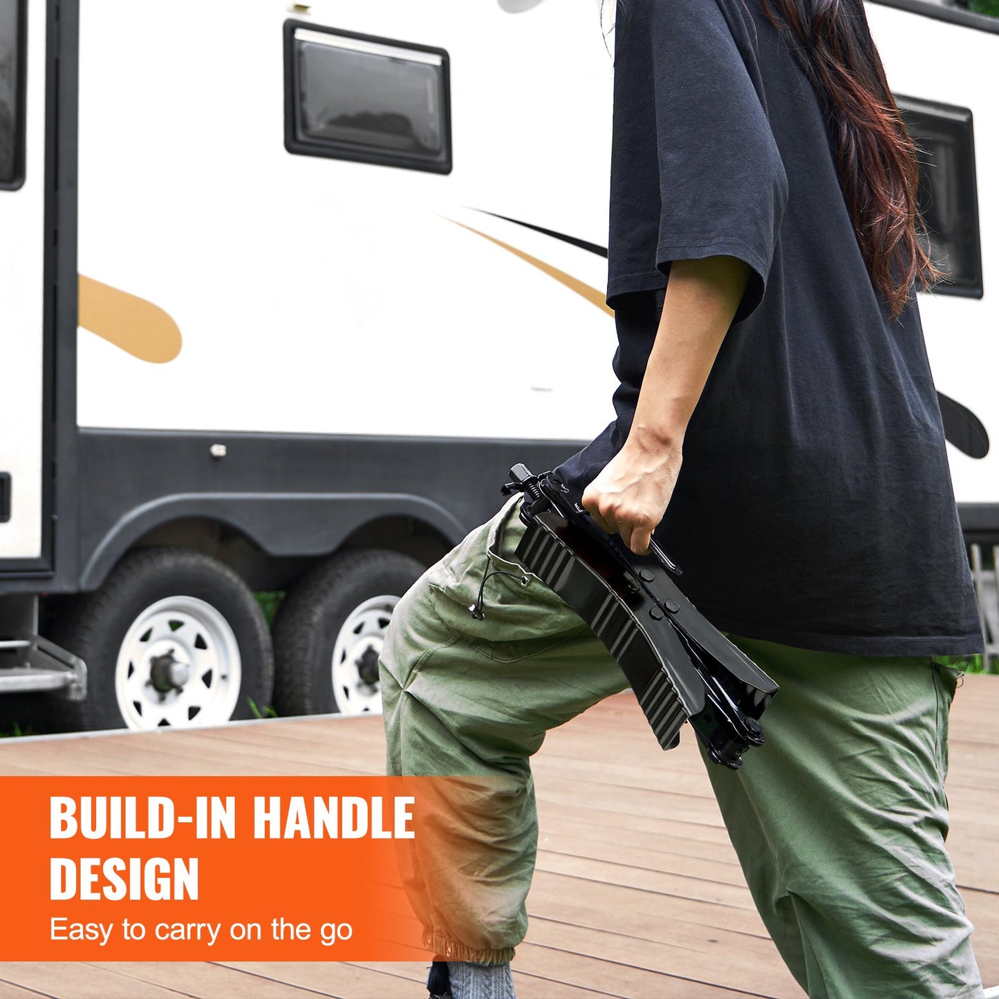 Wheel chock stabilizer 2 sets for motorhomes with ratchet wrench