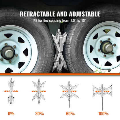 Camper Wheel Chock Stabilizer, X-Shaped RV Stabilizer Wheel Chock, Fits 1.5" to 10" Tire Space, 2 Sets of Wheel Chocks with Ratchet Wrench and Storage Bag for Campers Travel Trailers Trucks