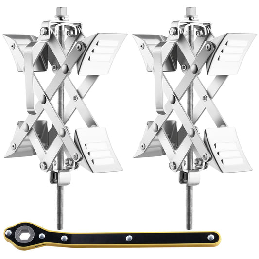 Camper Hjulkloss stabilisator, X-formad RV Stabilisator Hjulkloss, Passar för 1,5" till 10" däckutrymme, 2 uppsättningar hjulklossar med spärrnyckel och förvaringsväska för campare Resesläp Lastbilar
