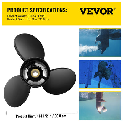 Outboard Propeller, Replaces OEM 3817468, 3-Blade 14.5\" x 19\" Aluminum Boat Propeller, Compatible with Volvo Penta SX Drive All Models, with 19 Tooth Splines, RH