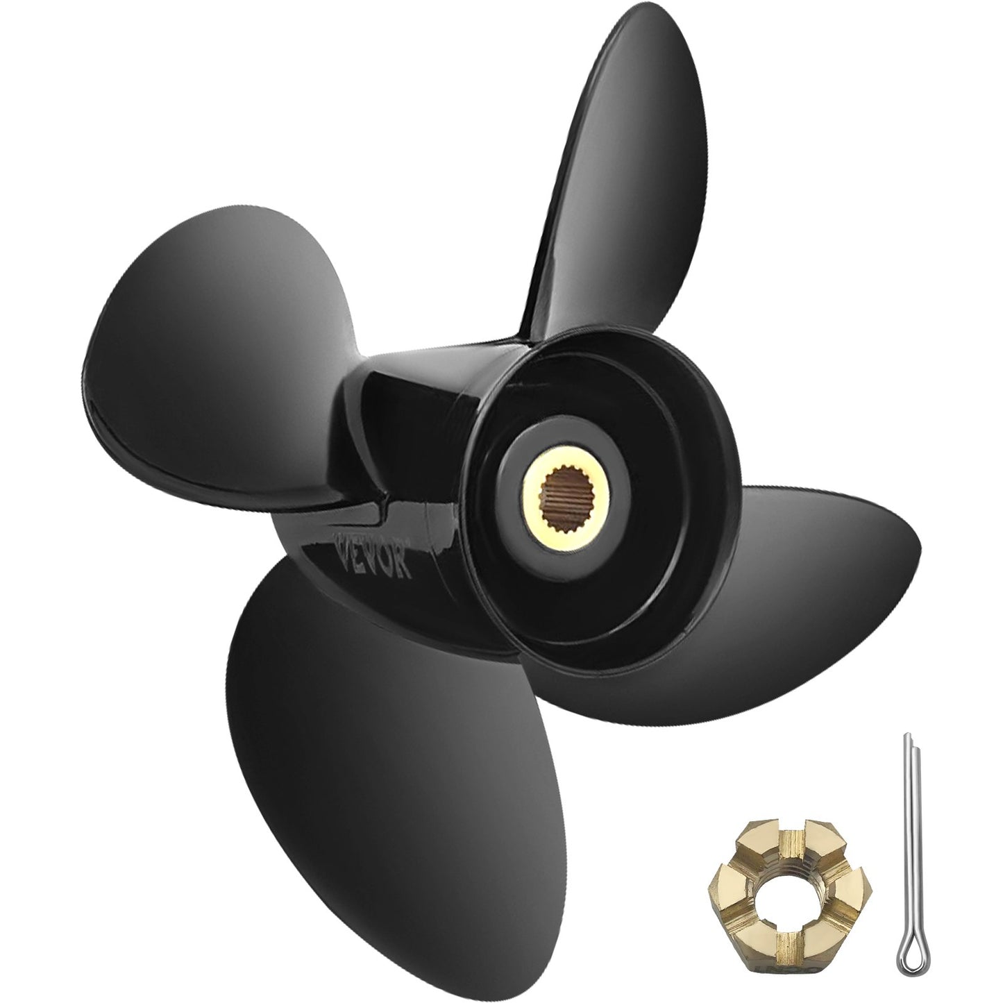 Outboard Propeller, Replaces OEM 3587522, 4-blade 14 1/4\" x 19\" Aluminum Boat Propeller, Compatible with Volvo Penta SX Drive All Models, with 19 Tooth Splines, RH