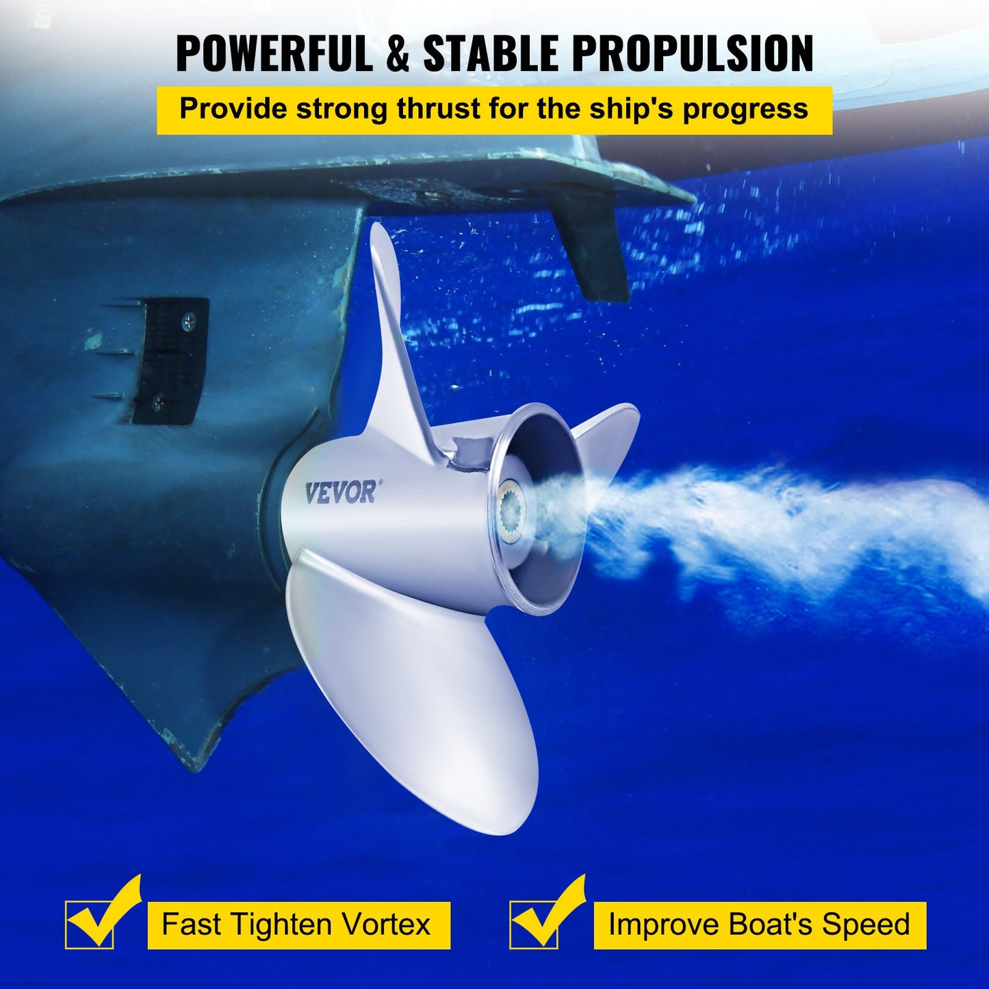 Outboard Propeller, Replaces OEM 3860709, 3-Blade 14.5\" x 21\" Pitch Steel Boat Propeller, Compatible with Volvo Penta SX Drive All Models, with 19 Tooth Splines, RH