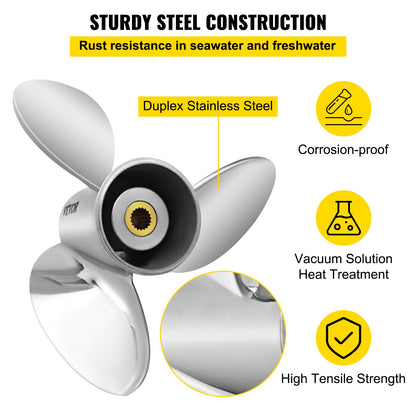 Outboard Propeller, Replaces OEM 3860709, 3-Blade 14.5\" x 21\" Pitch Steel Boat Propeller, Compatible with Volvo Penta SX Drive All Models, with 19 Tooth Splines, RH