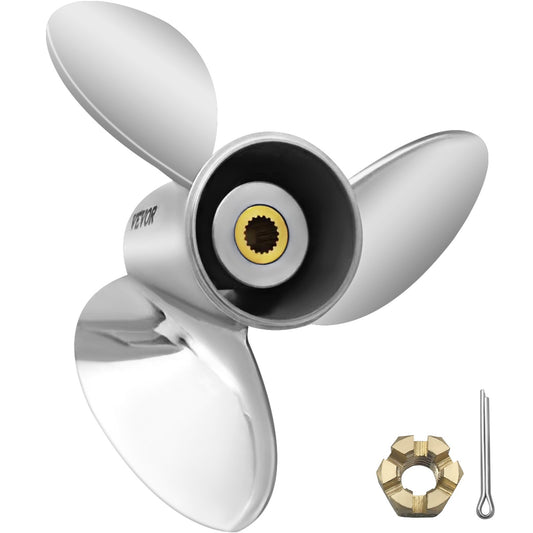 Outboard Propeller, Replaces OEM 3860709, 3-Blade 14.5\" x 21\" Pitch Steel Boat Propeller, Compatible with Volvo Penta SX Drive All Models, with 19 Tooth Splines, RH