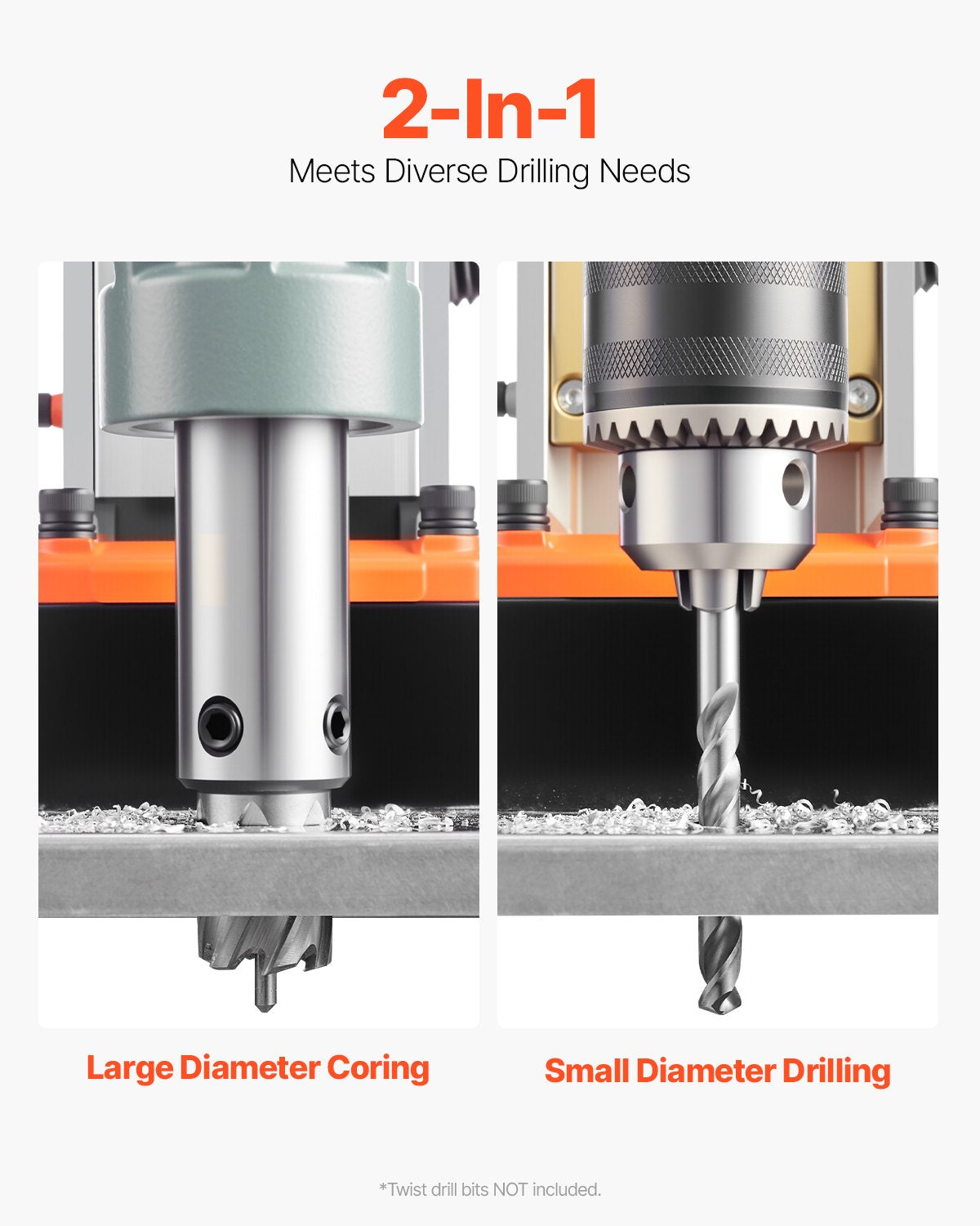 Magnetborrmaskin Magnetisk Borra 1550W 2922lbf/13000N Bärbar Mag Drill Tryck på 500rpm