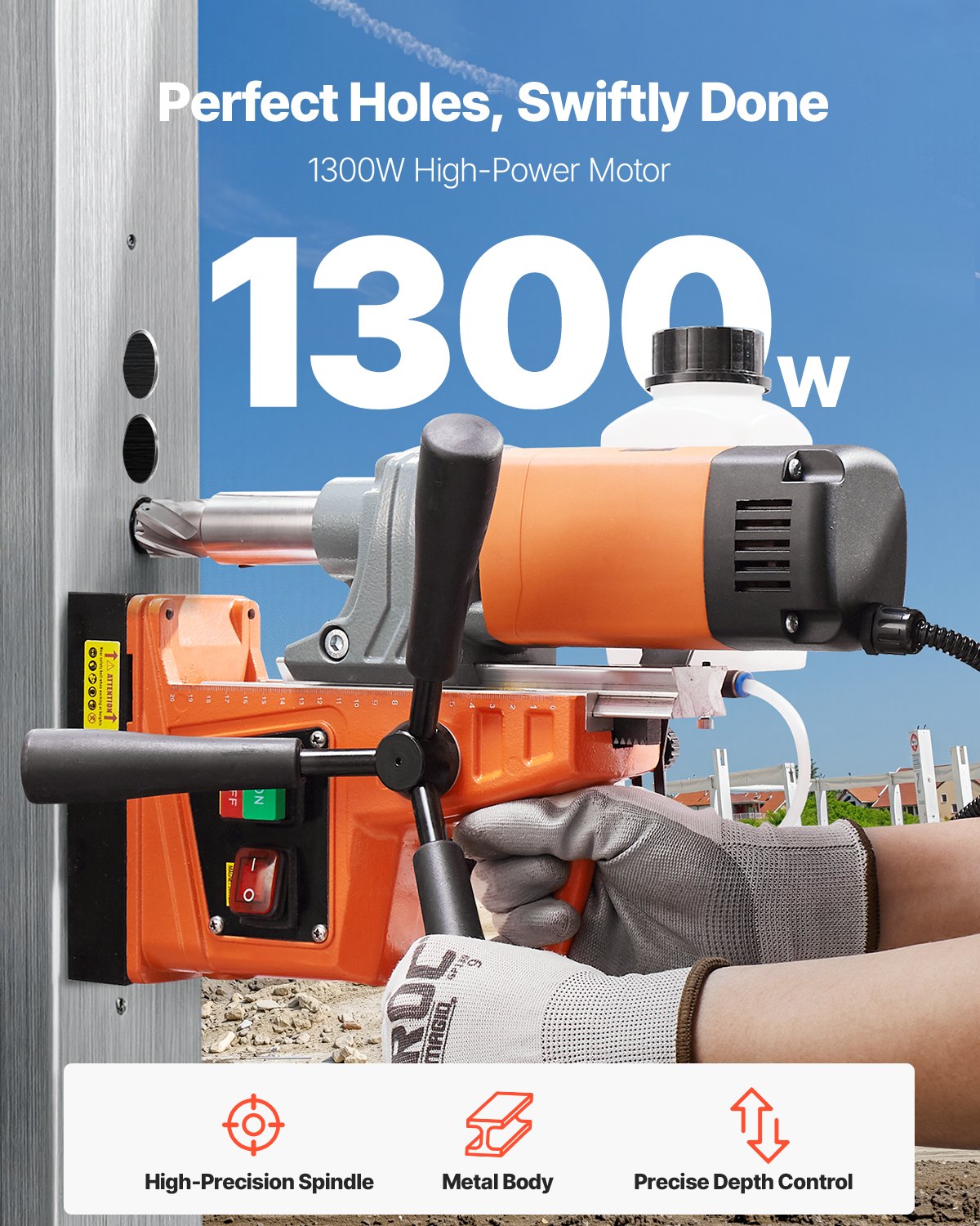 Magnetic Drilling Machine Magnetic Drill 1300W 2922lbf/13000N Portable Mag Drill Press 810rpm