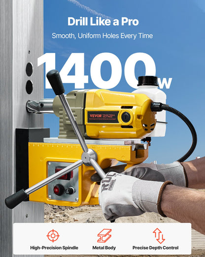 Magnetic Drill 1400W 2810 lbf Mag Drill Press 1.6 in Drill Diameter 11 Bits