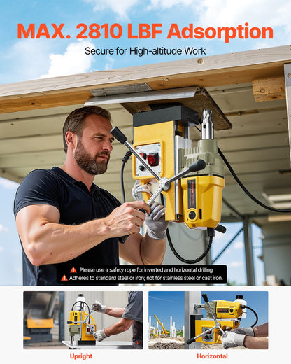 Magnetic Drill 1400W 2810 lbf Mag Drill Press 1.6 in Drill Diameter 11 Bits