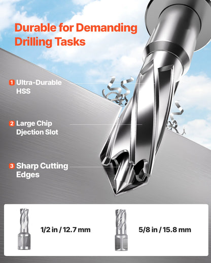Magnetic Drill 1200W 2810 lbf Mag Drill Press 1.6 in Drill Diameter Yellow