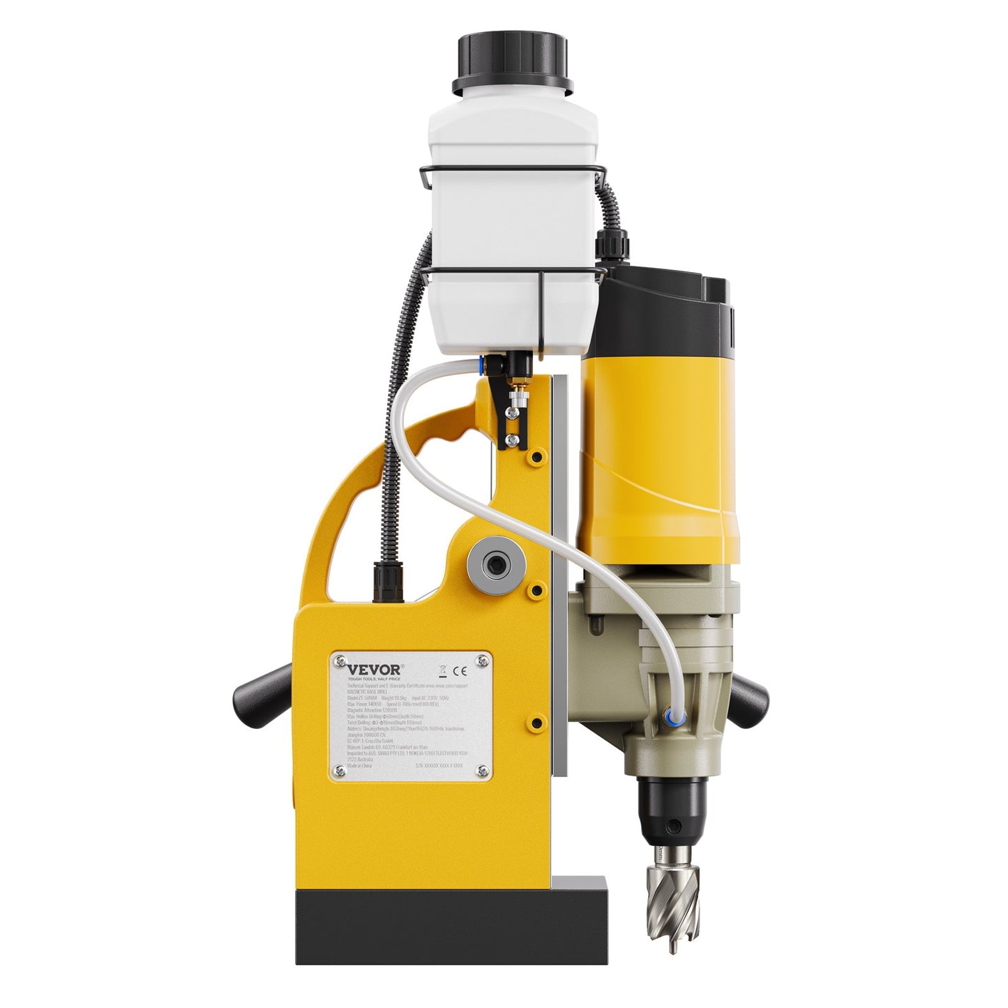 Magnetisk borr 1400W 2878 lbf Mag borrpress 2 i borrdiameter 6 bitar gul