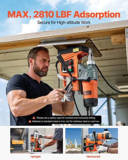 Magnetic Drill 1450W 2810 lbf Portable Mag Drill Press 1.6 in Drill Diameter
