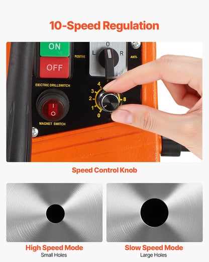 Magnetic Drill 1450W 2810 lbf Portable Mag Drill Press 1.6 in Drill Diameter