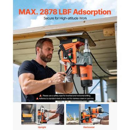 Magnetbohrmaschine 1450 W 2878 lbf Tragbare Magnetbohrmaschine 2 Zoll Bohrdurchmesser | EU