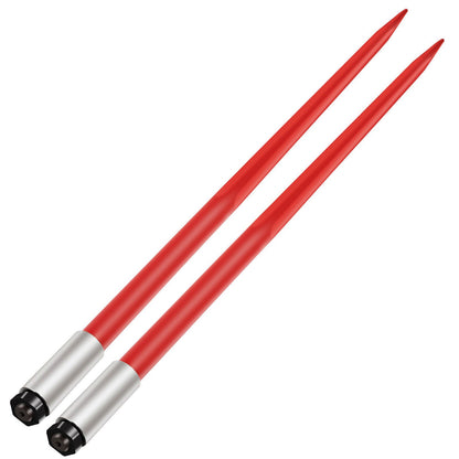 Pair Hay Spear 49" Bale Spear 3000 lbs Capacity, Bale Spear Quick Attach Square Hay Bale Spears 1 3/4", Red Coated Bale Forks, Bale Hay Spike with Hex Nut &amp; Socket for Buckets Tractors Loaders