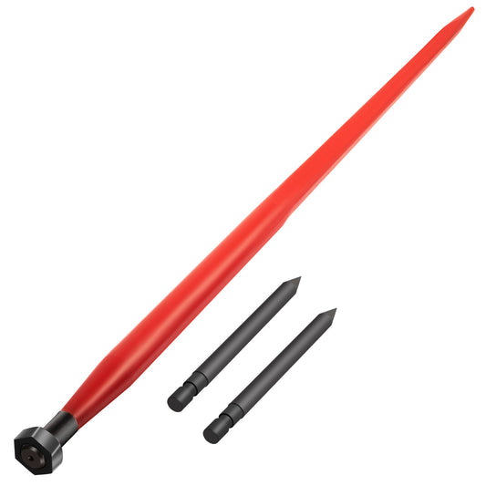 Hay Spear 49\" Balspjut 3000 lbs Kapacitet, Balspets Snabbfäste Fyrkantiga Hay Bale Spears 1 3/4\" Breda, rödbelagda balgafflar, Balhö Spike med 2 stabilisatorspjut Conus 2