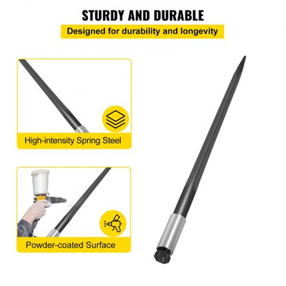 Hay Bale Spear 39 Inch Hay Fork with 3600 Pound Load Capacity for Tractor