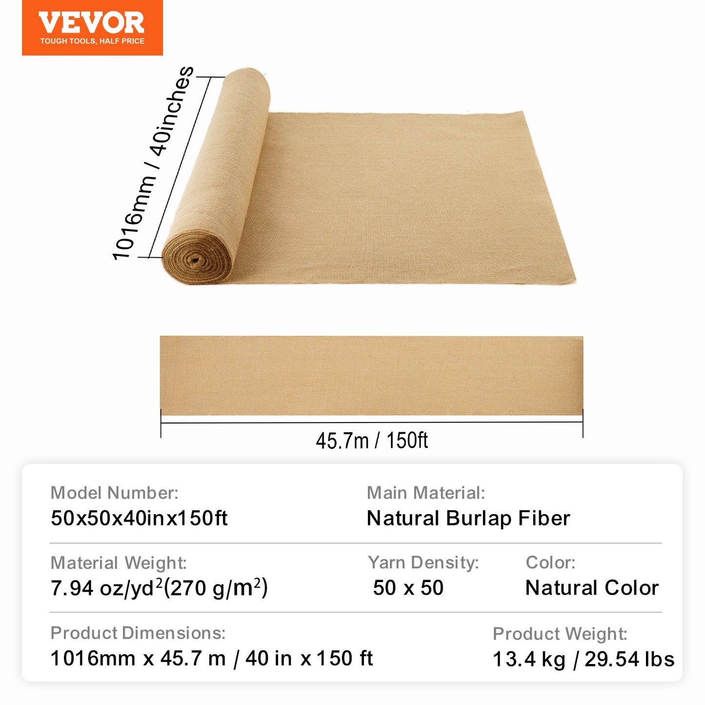 Burlap Fabric Roll Burlap Tree Wrap 40 inches x 150 feet for crafts and plants