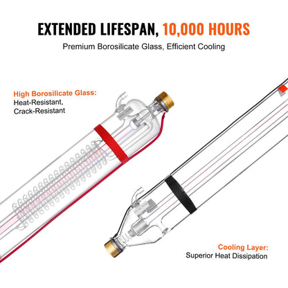 130W CO2 laserrör 65 tum / 1650 mm borosilikatglas laserskärrör