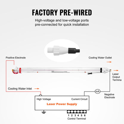 130W CO2 laserrör 65 tum / 1650 mm borosilikatglas laserskärrör
