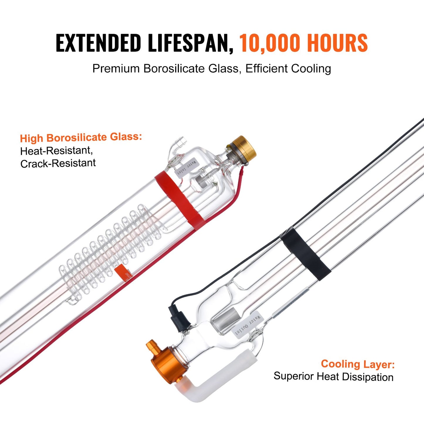 90W CO2 laserrör 49,2 tum / 1250 mm borosilikatglas laserskärrör