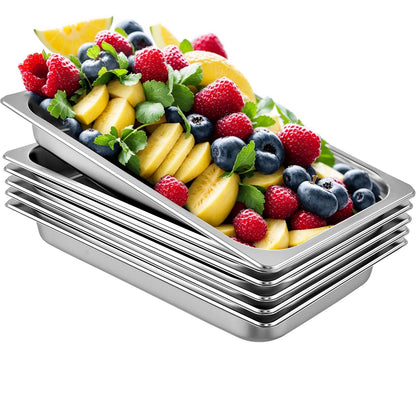 6er-Pack Dampfgarer-Pfannen 20,9 x 12,8 x 2,6 Zoll Tiefe Dampfgarer-Pfanne Volle Größe 8,5 L Edelstahl Tiefer Lebensmittelbehälter Ofenblech Hotel-Pfannen Anti-Stau Dampfgarer-Lebensmittel-Pfanne