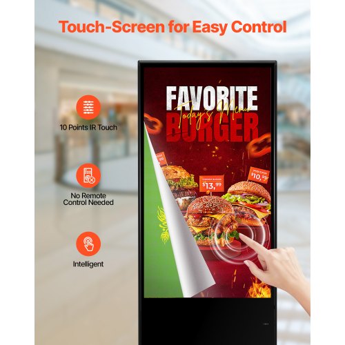 55" Digital Signage Display Pekskärm 4K UHD LCD Golvstående Kiosk |  EU
