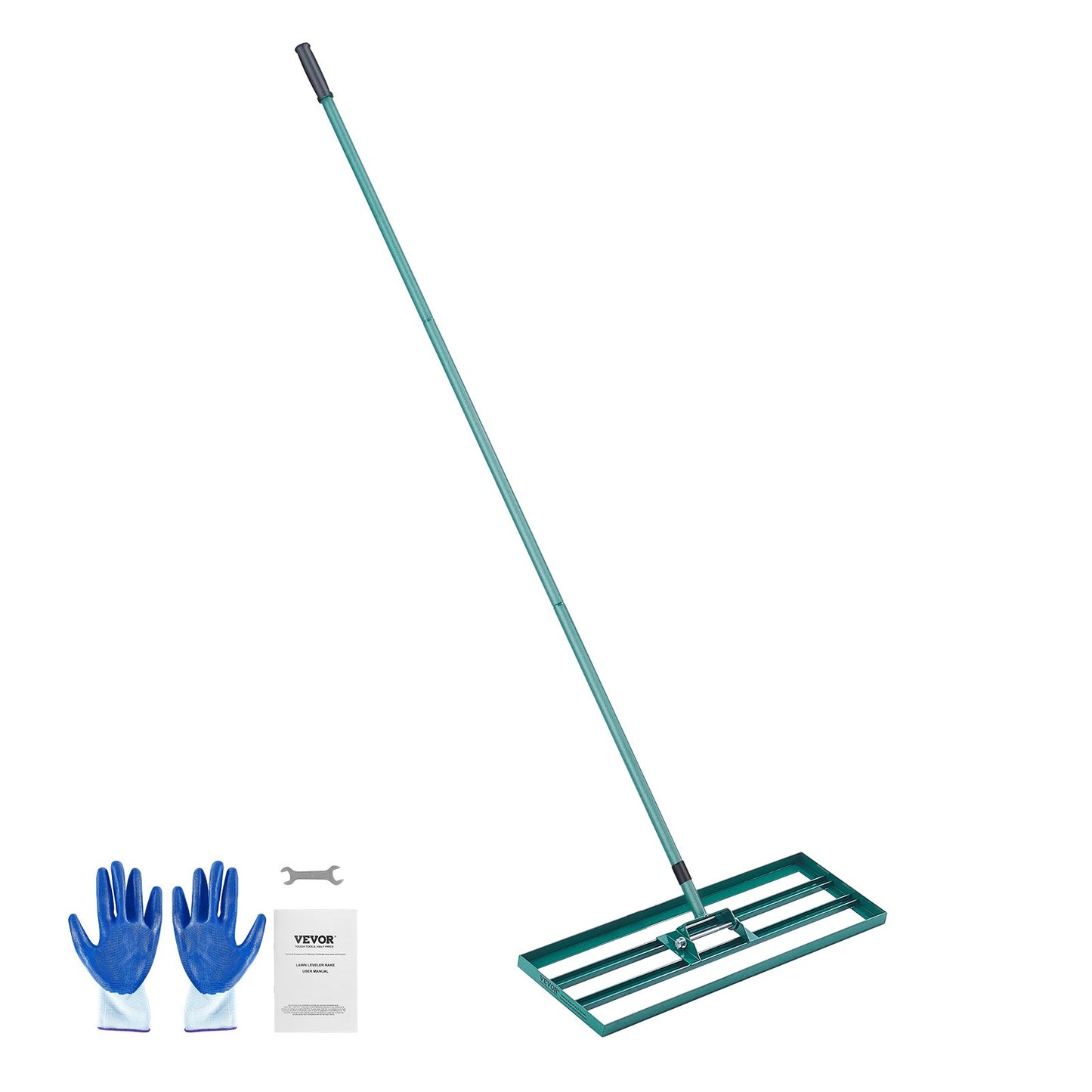 Utjämningsränna, 30" x 10" jämn gräsmatta, kraftig gräsmatta med 78" förlängt handtag i stål, utjämningsräknare för trädgård, golfgräsmatta, gård