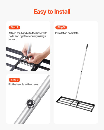 10x36 Inch Grass Leveling Rake 83.9 Inch Adjustable Handle for Yard Golf Court