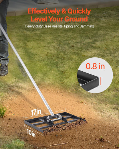 10x17 tum Gräsnivellerande Rake 78 i justerbart handtag för Yard Golf Court