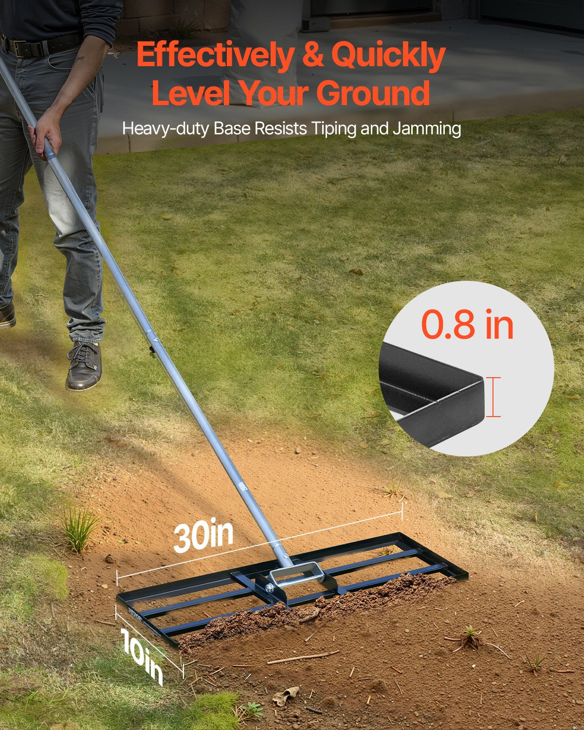 10x30 tum Gräsnivellerande raka 83,9 tum justerbart handtag för Yard Golf Court
