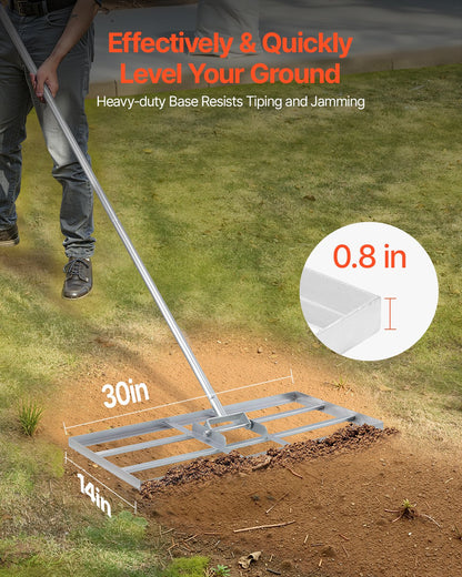 14x30 tum Gräsutjämningsrake 78 i justerbart handtag för Yard Golf Court