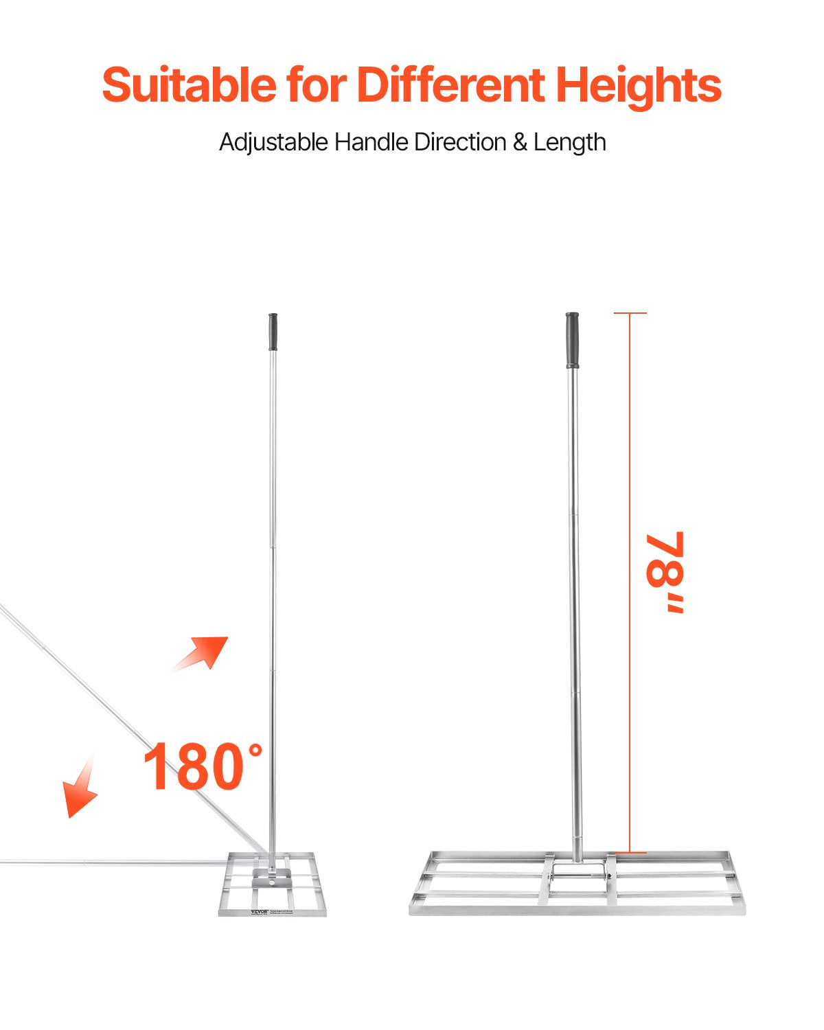 14x30 tum Gräsutjämningsrake 78 i justerbart handtag för Yard Golf Court