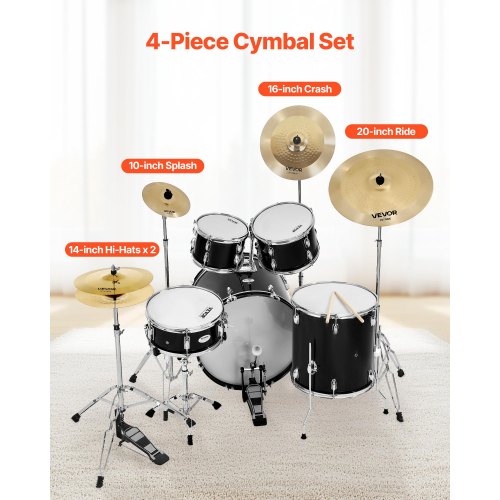 Cymbalpaket 4 delar Cymbaler Trumset 10 14 16 20 tum Cymbaler för trummor