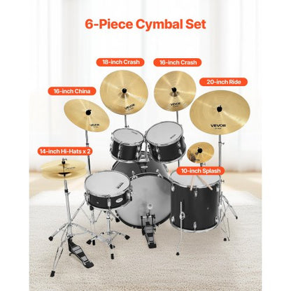 Cymbalpaket 6 delar cymbalset 10 14 16 18 20 tum cymbaler för trummor