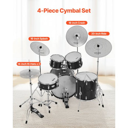 Lågvolym Cymbalpaket 4 delar 14 16 18 20 tum Legeringscymbaler för Trumma