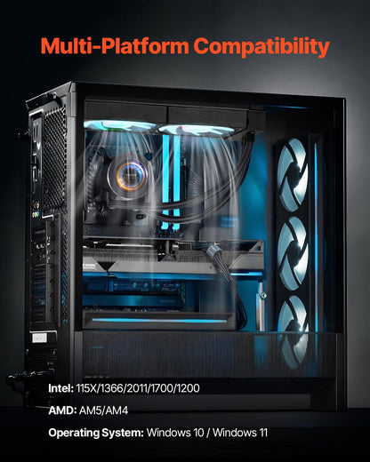 CPU Liquid Cooler AIO CPU Water Cooler with ARGB Light and 120mm PWN Fans