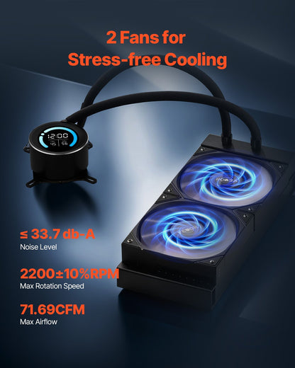 CPU Liquid Cooler AIO CPU Water Cooler with 120mm PWN Fans for Intel AMD