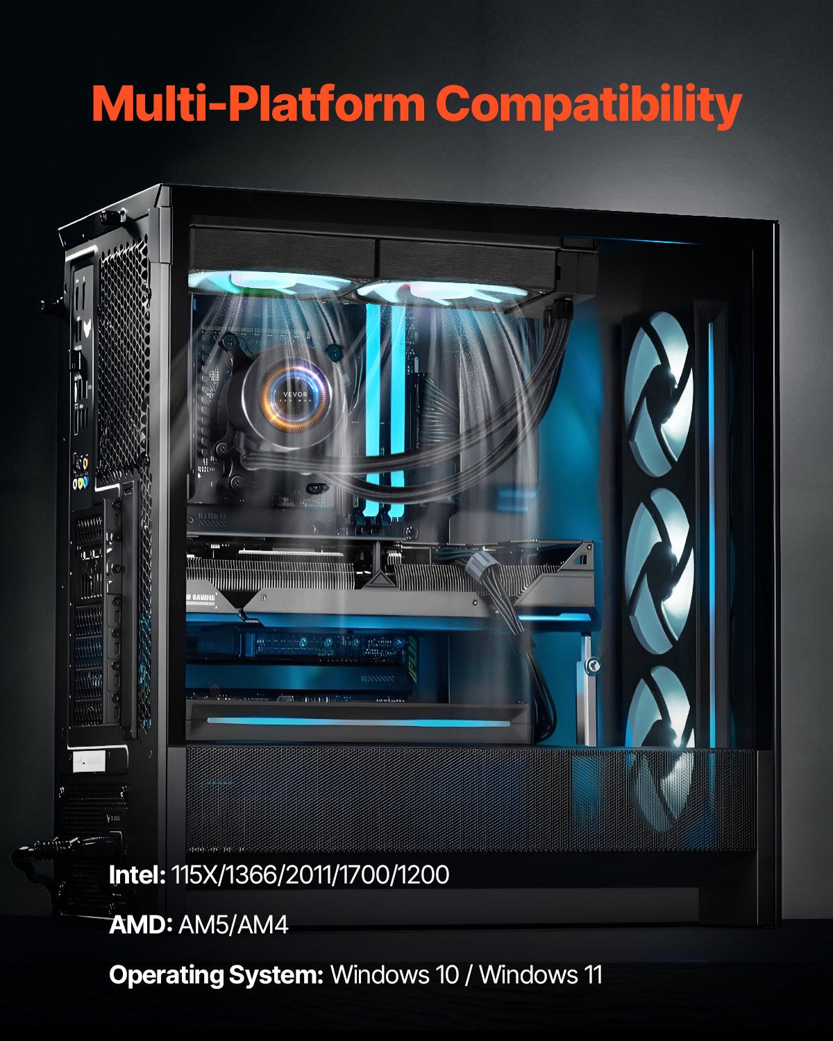 CPU liquid cooler AIO CPU water cooler with ARGB light and 3 PWN fans (120 mm)