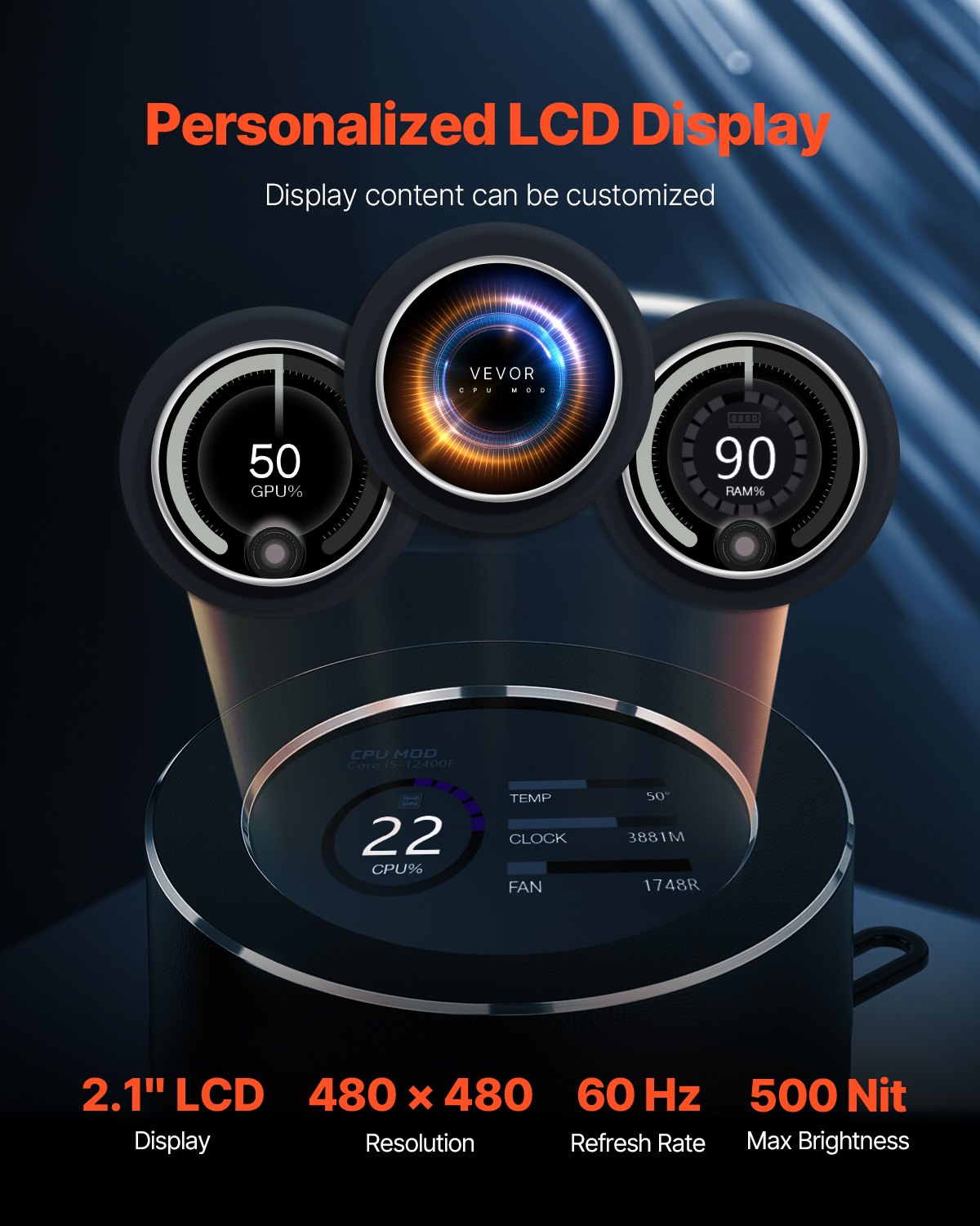 CPU Liquid Cooler AIO CPU Water Cooler with 3 PWN Fans (120mm) Intel AMD